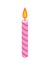 Candle pink for birthday cake. Accessory holiday pie