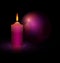 candle and purple ball