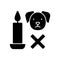 Candle safety for pets black glyph manual label icon