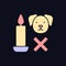 Candle safety for pets RGB color manual label icon for dark theme