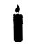 Candle silhouette. Wax burning candle silhouette- vector silhouette picture for logo or sign. Candle is on - pictogram