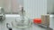 Candle stick with fire on laboratory table. Fire flame in lab beaker