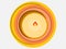 Candle view from above, wax. Flat style. Yellow and orange color. Vector