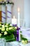 Candle wedding decorations purple ribbon