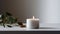 Candlelight illuminates elegant table decoration for tranquil indoor relaxation generated by AI