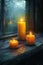 Candlelit ambiance illustrated with a focus on warm light and soft shadows in a realistic style.