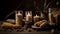 Candlelit autumn celebration with rustic pumpkin decor generated by AI