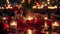 A candlelit dinner setup for Valentine\\\'s Day, with flickering candles red roses