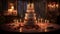 A candlelit room with a festive cake to celebrate