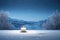 Candlelit Snow Scene With Panoramic Winter Background