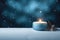 Candlelit Snow Scene With Panoramic Winter Background