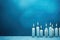 Candles on blue background with copy space. 3D rendering, Happy birthday candles on blue background with copy space for text, AI