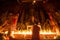 Candles Burning Brightly in a Tibetan Buddhist Monastery