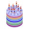 Candles cake icon, isometric style