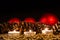 Candles with christmas pine cone in atmospheric light