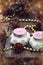 Candles With Cones And Beads On Wooden Table