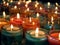 Candles for Diwali or other lights festival or holiday. Religion or spiritual night closeup background. Generative AI