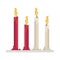 Candles fire flames isolated icons