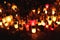 Candles flames on grave during All Saint\'s Day, Poland