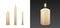 Candles flames set 3D realistic isolated burning on vector transparent or white background