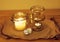 Candles in glass burning romantic celebration