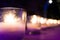 Candles in glass jars put as romantic lamps