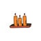 Candles in holder. Candlestick icon. Doodle vector icon