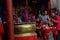 Candles and incense in Kim Tek Ie Temple in Jakarta, Indonesia during Chinese new year ceremony