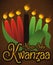 Candles Lighted with Corn Husks for Kwanzaa Celebration, Vector Illustration