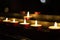 Candles lit red during a session of spiritualism. Concept of occultism