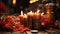 Candles in Mexican Catholic Altar Colorful Background Selective Focus