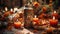 Candles in Mexican Catholic Altar Colorful Background Selective Focus