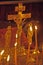 Candles near the crucifix in the church