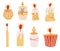 Candles set. Decorative wax candles for relax, interior decor, holiday and Christmas. Wax candles. Hand drawn vector illustration