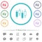 Candlestick chart flat color icons in circle shape outlines