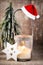 Candlestick. Christmas lantern. Cristmas decoration, greeting ca