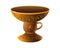 Candlestick with a handle is a pottery folk product. Candlestick with a pattern in the form of the sun and the handle - vector ful