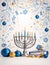candlestick for Hanukkah in blue and gold
