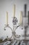 Candlestick for three candles with a classic style, decorated with crystal.Decor retro
