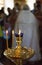 Candlestick with three candles in orthodox church