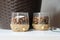 Candlesticks with coffee grains, decorated with brown rope glass candle holders