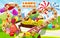 Candy Board Game for children and kids - journey through the sweet Candy World candy lollipops sweets. Vector