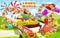 Candy Board Game for children and kids - journey through the sweet Candy World candy lollipops sweets. Vector