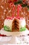 Candy cane explosion cake