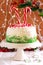 Candy cane explosion cake