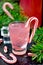 Candy cane vodka, traditional christmas alcohol drink