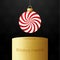 Candy Christmas bauble pedestal. Merry Christmas sweet greeting card. Hang on a thread mint candy lollipop ball as a xmas ball.