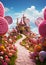 Candy-Coated Paradise: A Twirly Pathway to the Iconic Pink House