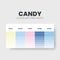 Candy color scheme. Color Trends combinations and palette guide. Colour chart idea. Illustration.