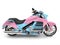 Candy colored powerful chopper bike - top down side view